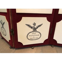 Napoleonic Screen, Fornasetti Style, Red Velvet & Print, French, circa 1940