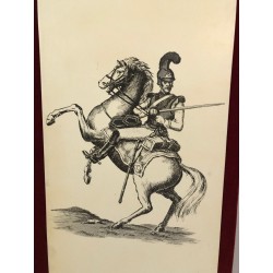 Napoleonic Screen, Fornasetti Style, Red Velvet & Print, French, circa 1940