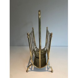 Neoclassical Brass Magazine Rack, French Grand-Luxe Style, circa 1970