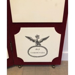 Napoleonic Screen, Fornasetti Style, Red Velvet & Print, French, circa 1940
