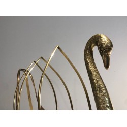 Porte-Revues Cygne en Laiton, Néo-classique, Travail Italien, Goût Jansen, vers 1940