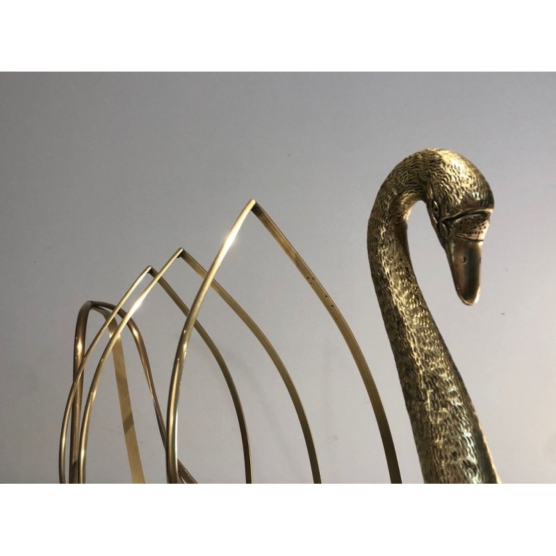 Porte-Revues Cygne en Laiton, Néo-classique, Travail Italien, Goût Jansen, vers 1940