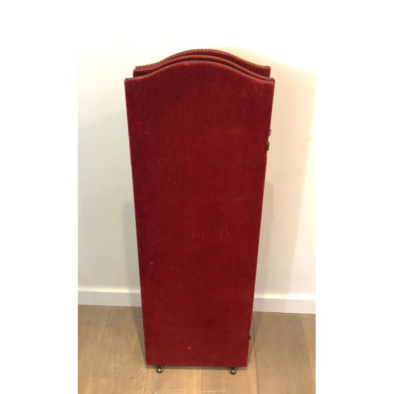 Napoleonic Screen, Fornasetti Style, Red Velvet & Print, French, circa 1940