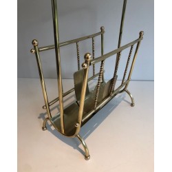 Porte-Revues Laiton Néo-classique Grand-Luxe, Travail Français, vers 1970