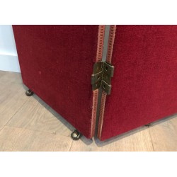 Napoleonic Screen, Fornasetti Style, Red Velvet & Print, French, circa 1940