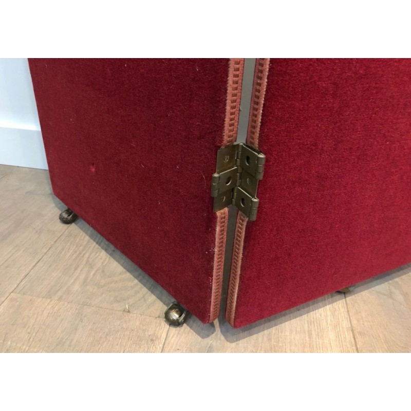 Napoleonic Screen, Fornasetti Style, Red Velvet & Print, French, circa 1940