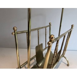 Neoclassical Brass Magazine Rack, French Grand-Luxe Style, circa 1970