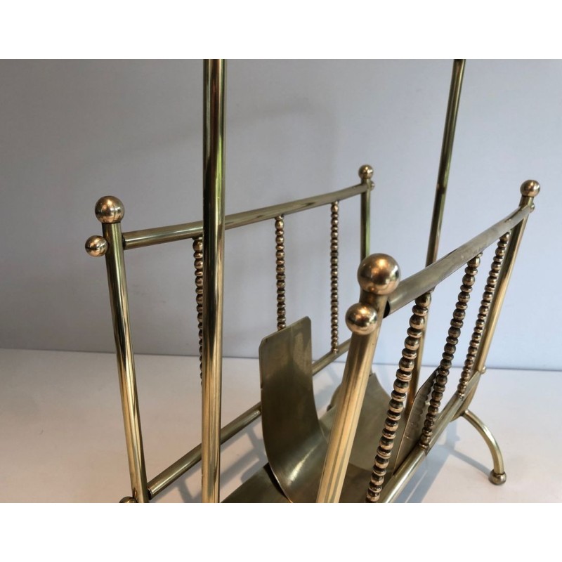 Neoclassical Brass Magazine Rack, French Grand-Luxe Style, circa 1970