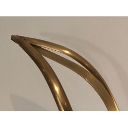 Swan Brass Magazine Rack, Neoclassical, Italian, Jansen Style, circa 1940
