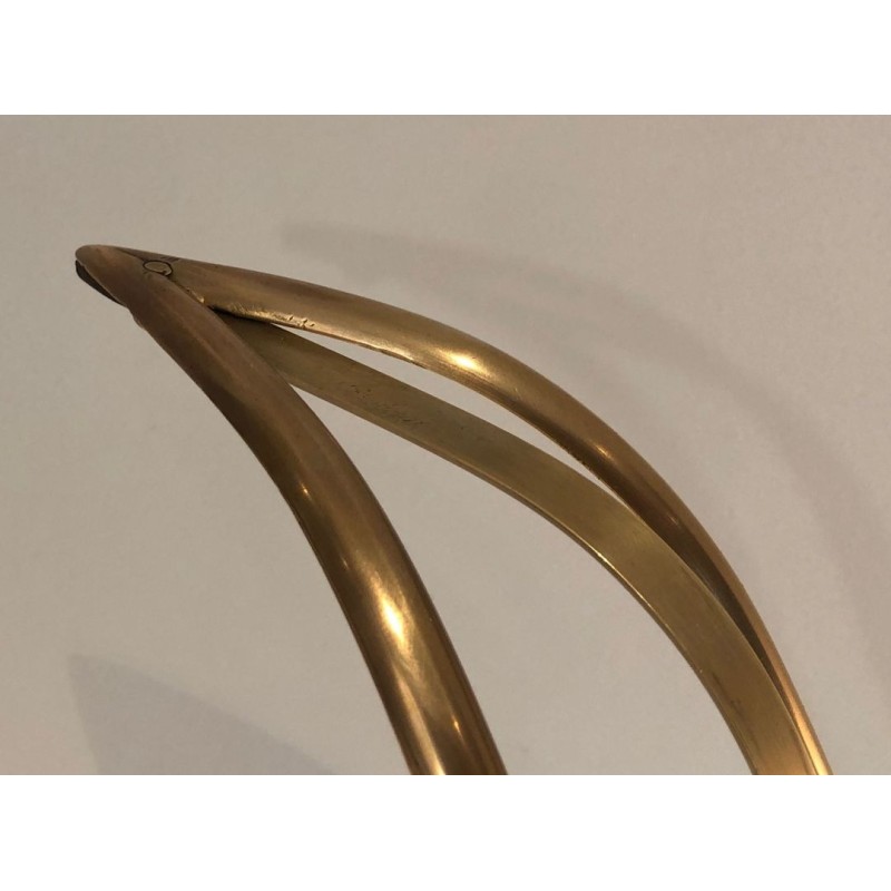 Swan Brass Magazine Rack, Neoclassical, Italian, Jansen Style, circa 1940