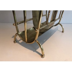 Neoclassical Brass Magazine Rack, French Grand-Luxe Style, circa 1970