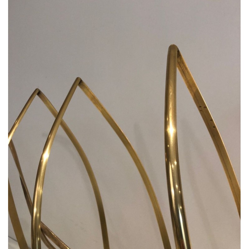 Swan Brass Magazine Rack, Neoclassical, Italian, Jansen Style, circa 1940