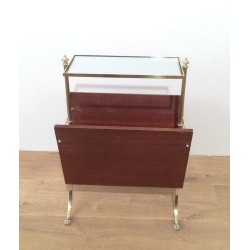 Porte-Revues Acajou et Laiton Pieds Griffes, Maison Jansen, Travail Français, vers 1940