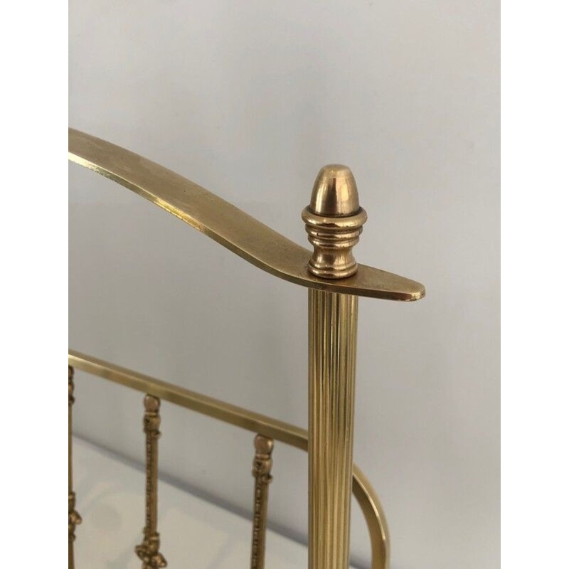 Brass Magazine Rack with Dolphin Heads, Maison Jansen, French, circa 1940