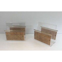 Pair Lucite Brass Cane Magazine Racks Dior-Crespi Style French 1970