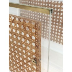 Paire Porte-Revues Plexiglass Laiton Cannage Style Dior-Crespi Français 1970