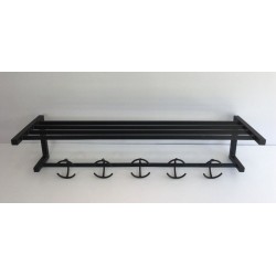Functionalist Black Metal Coat Rack French Design 1950