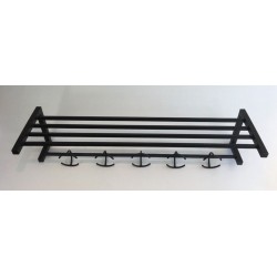Functionalist Black Metal Coat Rack French Design 1950