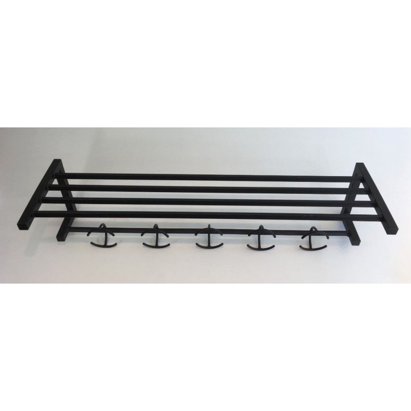 Functionalist Black Metal Coat Rack French Design 1950