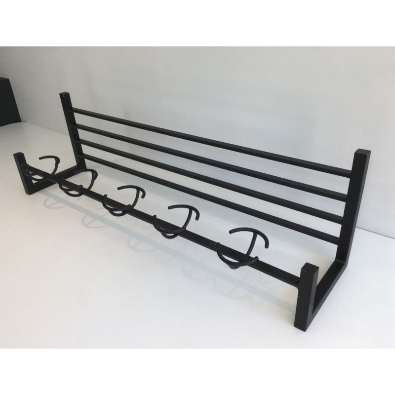 Functionalist Black Metal Coat Rack French Design 1950