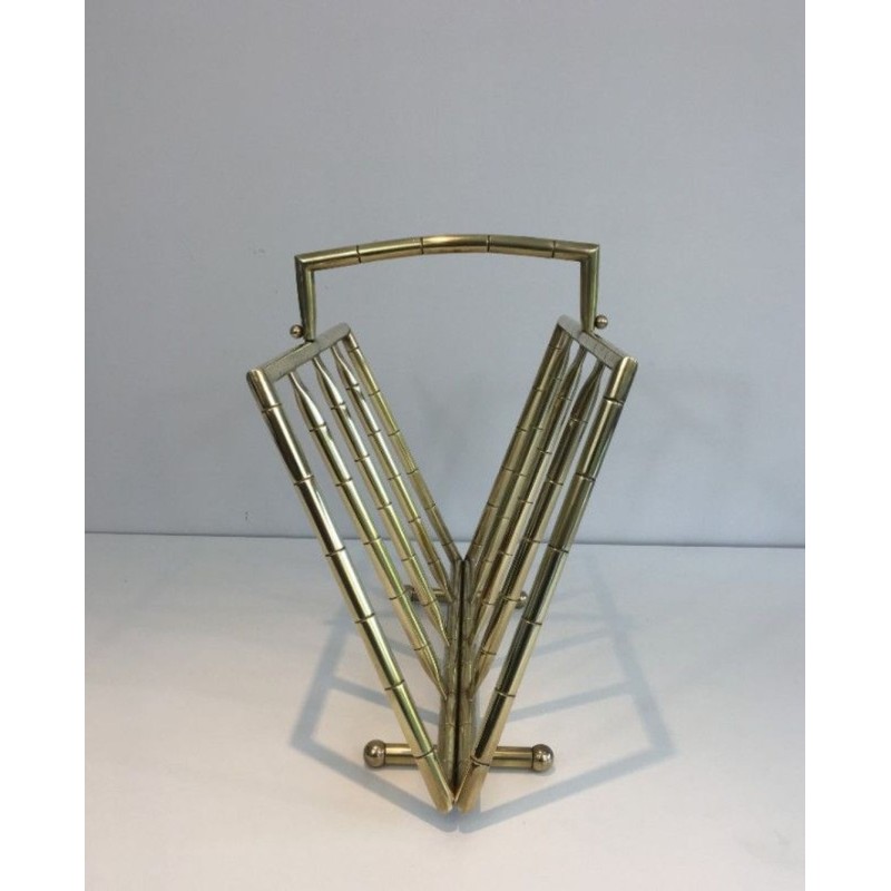 Porte-Revues Faux-Bambou Laiton Français 1970
