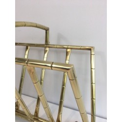 Faux-Bamboo Brass Magazine Rack French 1970