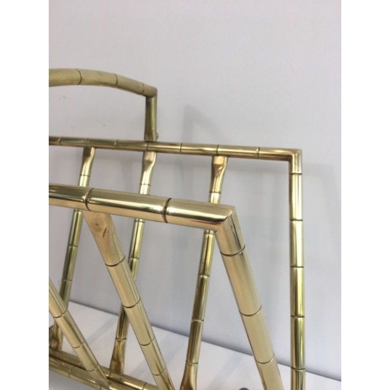 Porte-Revues Faux-Bambou Laiton Français 1970