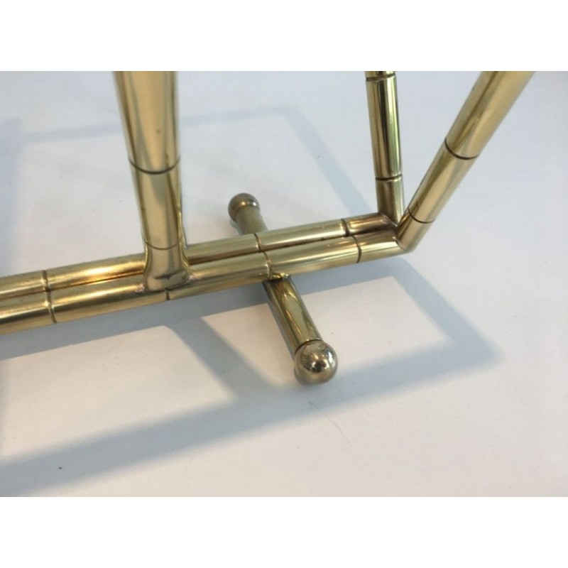 Faux-Bamboo Brass Magazine Rack French 1970