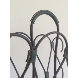 Porte-Revues Métal Laqué Noir Cuir Jacques Adnet Français 1950