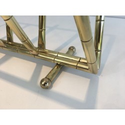 Faux-Bamboo Brass Magazine Rack French 1970