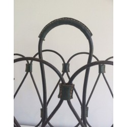Black Lacquered Metal Leather Magazine Rack Jacques Adnet French 1950