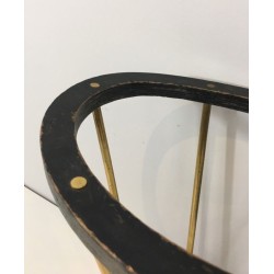 Ebonised Wood Brass Umbrella Stand Jacques Adnet French 1950