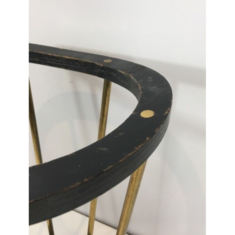 Porte-Parapluies Bois Noirci Laiton Jacques Adnet Français 1950
