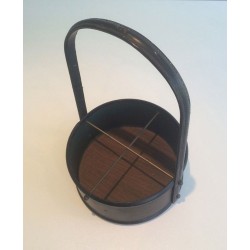 Porte-Bouteilles Cuir Bois Style Jacques Adnet Français 1950