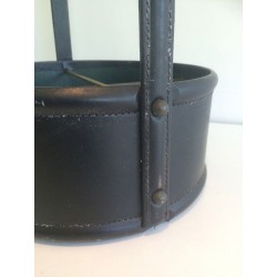 Leather Wood Bottle Holder Style Jacques Adnet French 1950