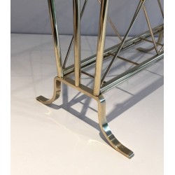 Neoclassical Brass Magazine Rack Attributed Maison Jansen French 1940
