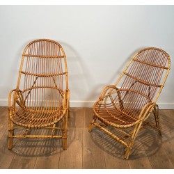 Paire de Fauteuils Design en Rotin