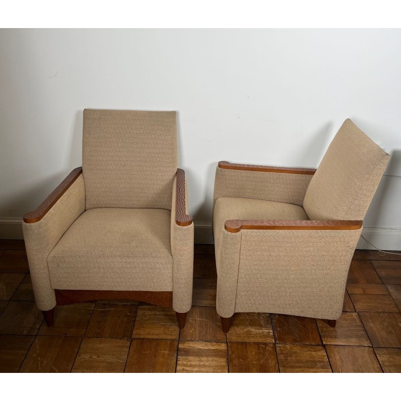 Pair of Gouged Wood Armchairs, Brutalist Style, French circa 1980 | Maison BARROIS