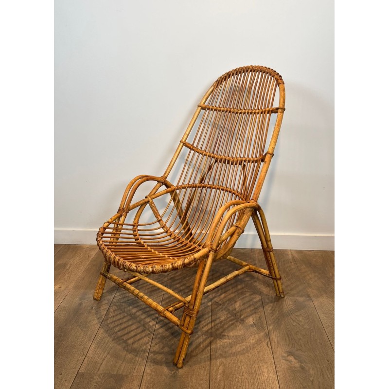 Pair of Rattan Armchairs, Mid-Century Modern, French circa 1950 | Maison BARROIS