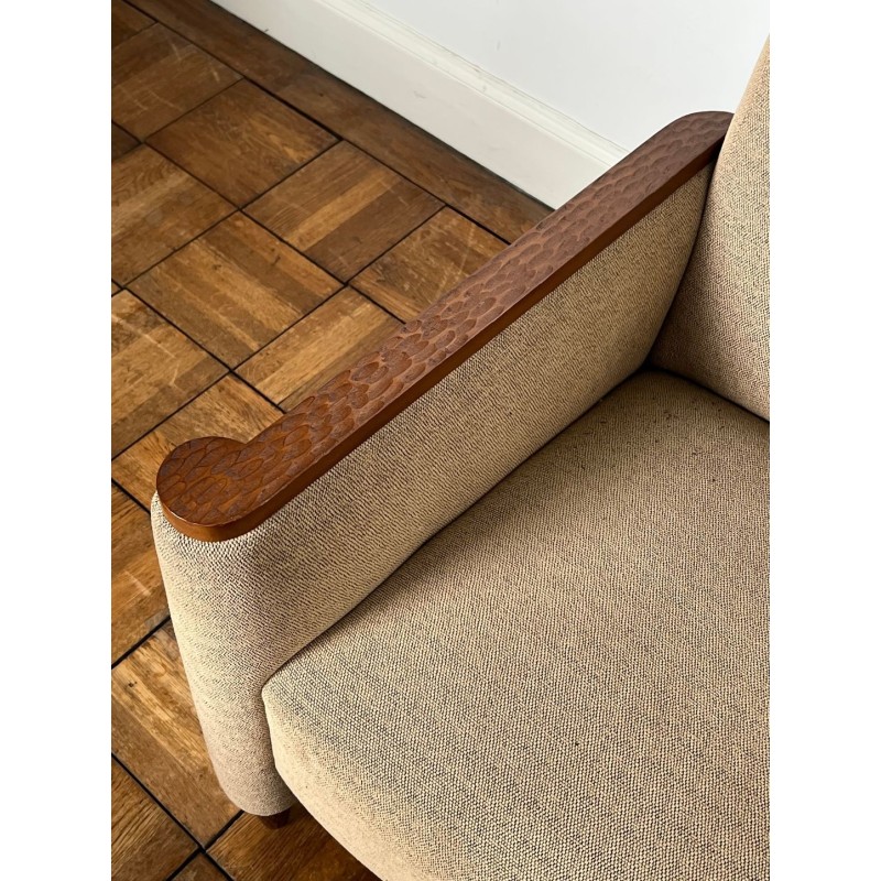 Pair of Gouged Wood Armchairs, Brutalist Style, French circa 1980 | Maison BARROIS