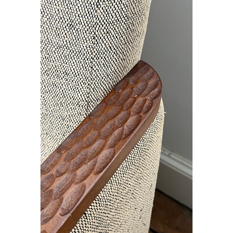 Paire de Fauteuils Bois à la Gouge, Style Brutaliste, France vers 1980 | Maison BARROIS