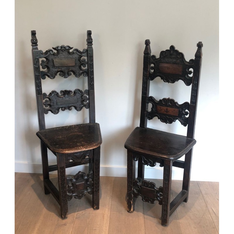 Suite Fauteuil et Chaises Noyer, Renaissance Italienne, XVIIe Siècle | Maison BARROIS