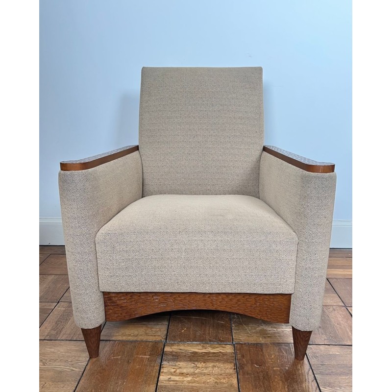 Pair of Gouged Wood Armchairs, Brutalist Style, French circa 1980 | Maison BARROIS