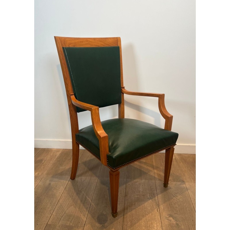 Art Déco Oak and Leather Armchairs, De Coene Frères, Belgian circa 1935 | Maison BARROIS
