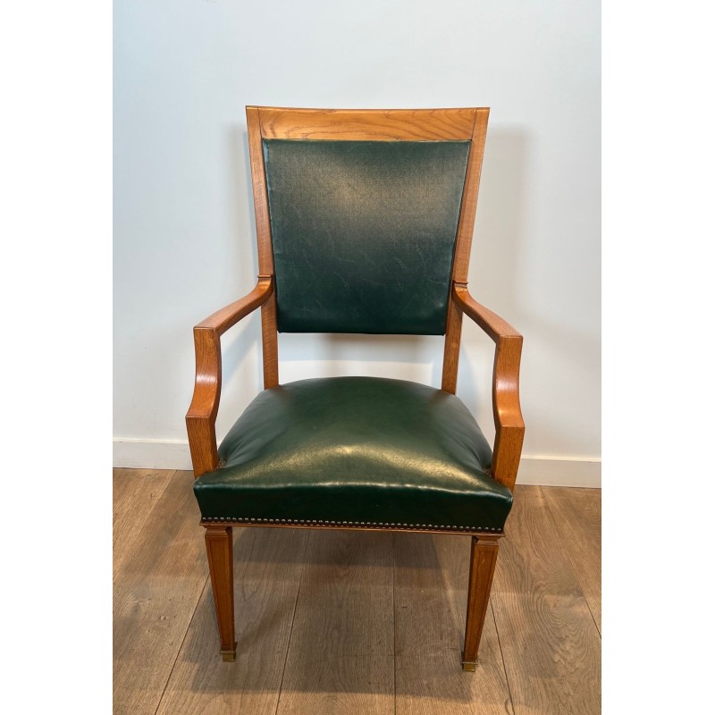 Fauteuils Art Déco Chêne Cuir De Coene Frères, Belgique vers 1935 | Maison BARROIS