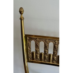 Paire de Chaises Néoclassiques Laiton, Velours Bleu Roi, Maison Jansen, v. 1940