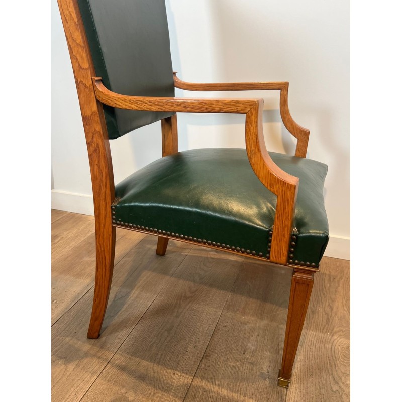 Fauteuils Art Déco Chêne Cuir De Coene Frères, Belgique vers 1935 | Maison BARROIS