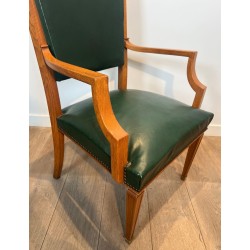 Art Déco Oak and Leather Armchairs, De Coene Frères, Belgian circa 1935 | Maison BARROIS