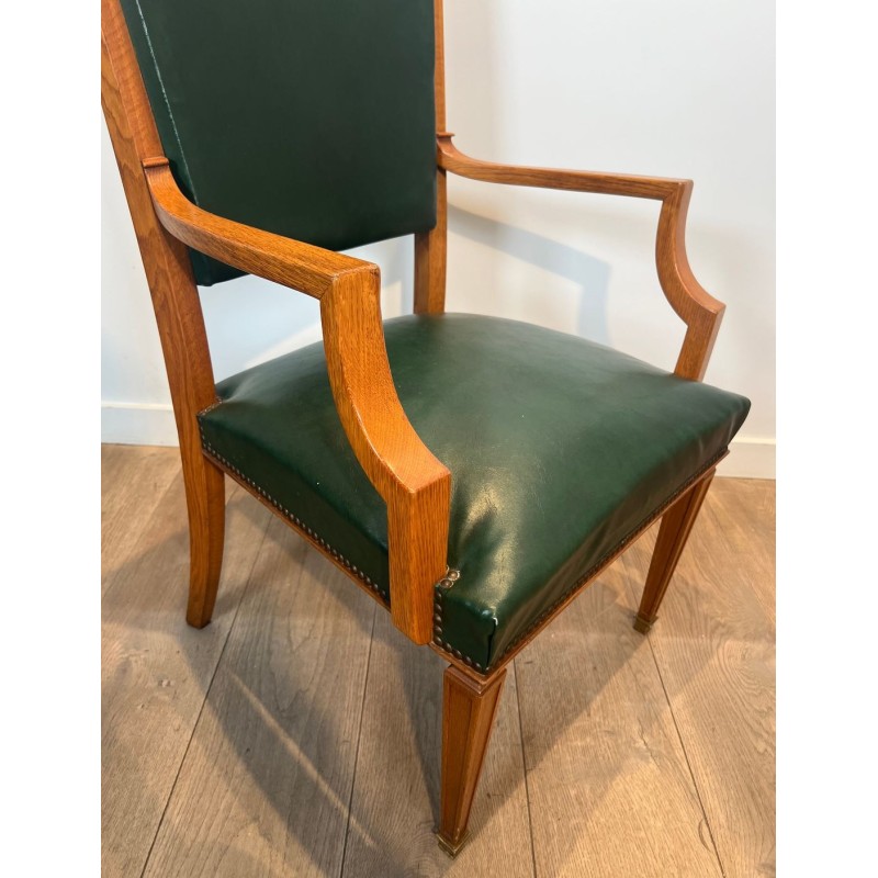 Art Déco Oak and Leather Armchairs, De Coene Frères, Belgian circa 1935 | Maison BARROIS