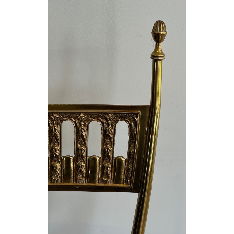 Paire de Chaises Néoclassiques Laiton, Velours Bleu Roi, Maison Jansen, v. 1940